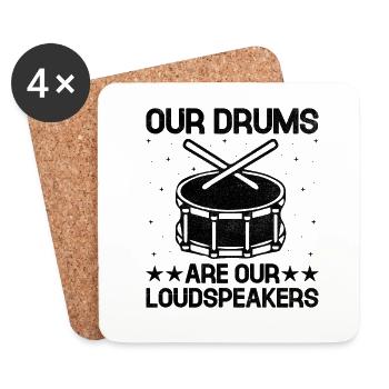Corps de tambours Fanfare Drum Corp Musique Percussio - Dessous de verre (lot de 4) - blanc - Devant