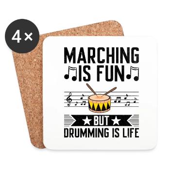 Corps de tambours Fanfare Drum Corp Musique Percussio - Dessous de verre (lot de 4) - blanc - Devant