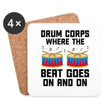 Corps de tambours Fanfare Drum Corp Musique Percussio - Dessous de verre (lot de 4) - blanc - Devant