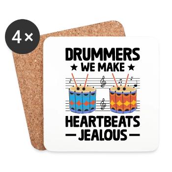 Corps de tambours Fanfare Drum Corp Musique Percussio - Dessous de verre (lot de 4) - blanc - Devant