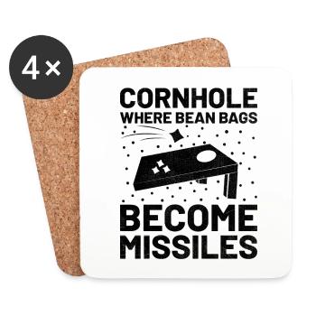 Cornhole Players Cornhole Sports Drôle Cornhole Be - Dessous de verre (lot de 4) - blanc - Devant