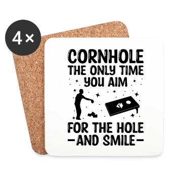 Joueurs De Cornhole Cornhole Sports Drôle De Cornhole Be - Dessous de verre (lot de 4) - blanc - Devant