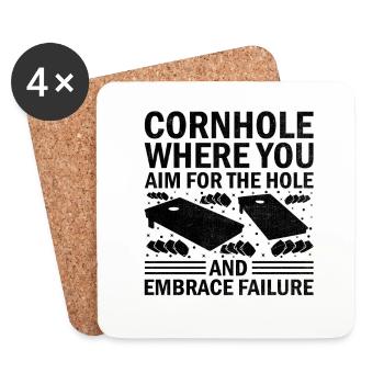 Joueurs De Cornhole Cornhole Sports Drôle De Cornhole Be - Dessous de verre (lot de 4) - blanc - Devant