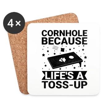 Joueurs De Cornhole Cornhole Sports Drôle De Cornhole Be - Dessous de verre (lot de 4) - blanc - Devant