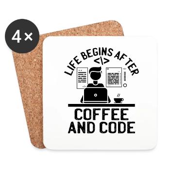 Coffee Coding Programmer Coder Developer Nerd Coff - Coasters (set of 4) - white - Front