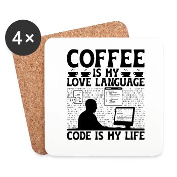 Café Codage Programmeur Codeur Développeur Nerd Coff - Dessous de verre (lot de 4) - blanc - Devant