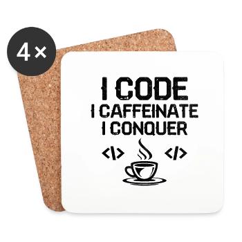 Coffee Coding Programmer Coder Developer Nerd Coff - Coasters (set of 4) - white - Front