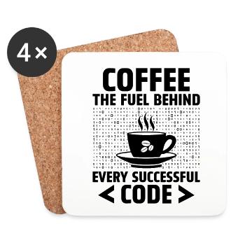 Café Codage Programmeur Codeur Développeur Nerd Coff - Dessous de verre (lot de 4) - blanc - Devant