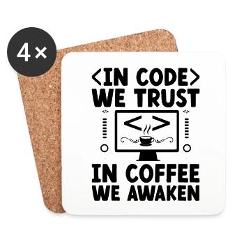 Café Codage Programmeur Codeur Développeur Nerd Coff - Dessous de verre (lot de 4) - blanc - Devant