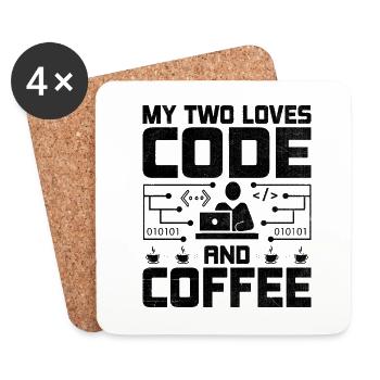 Coffee Coding Programmer Coder Developer Nerd Coff - Coasters (set of 4) - white - Front