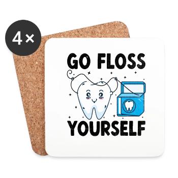 Go Floss Yourself Dentist Dental Dentistry Dentist - Coasters (set of 4) - white - Front