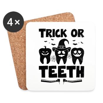 Trick Or Teeth Halloween Dentist Dental Dentistry - Coasters (set of 4) - white - Front