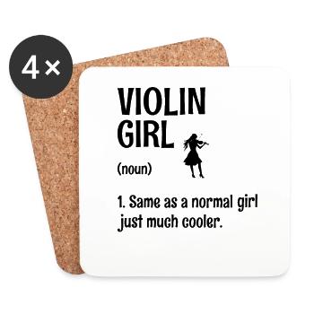 Violin Girl Same As A Normal Girl Juste Beaucoup Plus Cool - Dessous de verre (lot de 4) - blanc - Devant