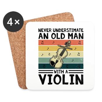 Ne sous-estimez jamais un vieil homme avec un violon Violi - Dessous de verre (lot de 4) - blanc - Devant