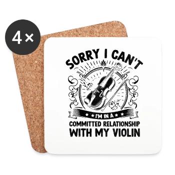 Sorry I Can't I'm In A Committed Relationship With - Coasters (set of 4) - white - Front