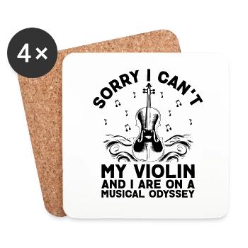Désolé, je ne peux pas mon violon et je suis sur un Ody musical - Dessous de verre (lot de 4) - blanc - Devant