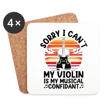 Sorry I Can't My Violin Is My Musical Confidant Vi - Coasters (set of 4) - white - Front