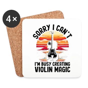 Tut mir leid, dass ich nicht kann, ich bin damit beschäftigt, Violin Magic Violi zu kreieren - Untersetzer (4er-Set) - Weiß - Vorne