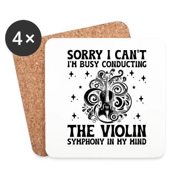 Désolé, je ne peux pas, je suis occupé à diriger la symphonie pour violon - Dessous de verre (lot de 4) - blanc - Devant