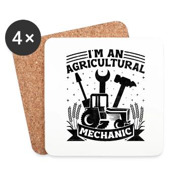 Agricultural Mechanic Funny Tractor Mechanics Farm - Coasters (set of 4) - white - Front