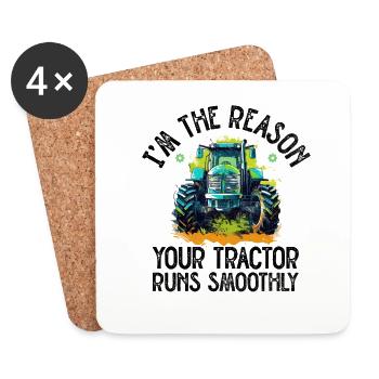 Agricultural Mechanic Funny Tractor Mechanics Farm - Coasters (set of 4) - white - Front