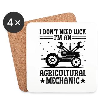 Agricultural Mechanic Funny Tractor Mechanics Farm - Coasters (set of 4) - white - Front