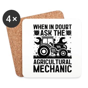 Agricultural Mechanic Funny Tractor Mechanics Farm - Coasters (set of 4) - white - Front