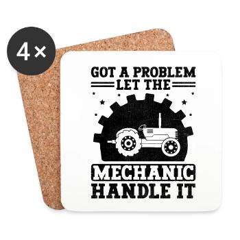 Agricultural Mechanic Funny Tractor Mechanics Farm - Coasters (set of 4) - white - Front