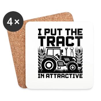 Agricultural Mechanic Funny Tractor Mechanics Farm - Coasters (set of 4) - white - Front