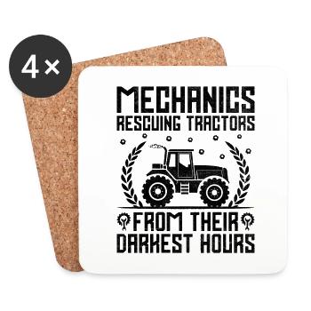 Agricultural Mechanic Funny Tractor Mechanics Farm - Coasters (set of 4) - white - Front