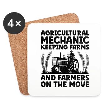 Agricultural Mechanic Funny Tractor Mechanics Farm - Coasters (set of 4) - white - Front