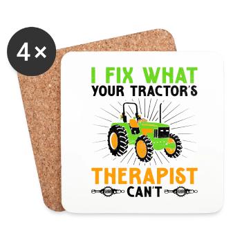 Agricultural Mechanic Funny Tractor Mechanics Farm - Coasters (set of 4) - white - Front