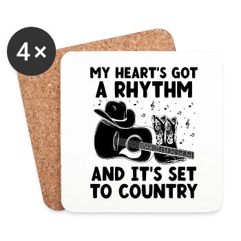 County Music Vintage Music Lover Western Country C - Coasters (set of 4) - white - Front