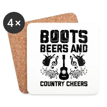 County Music Vintage Music Lover Western Country C - Coasters (set of 4) - white - Front