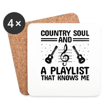 County Music Vintage Music Lover Western Country C - Coasters (set of 4) - white - Front