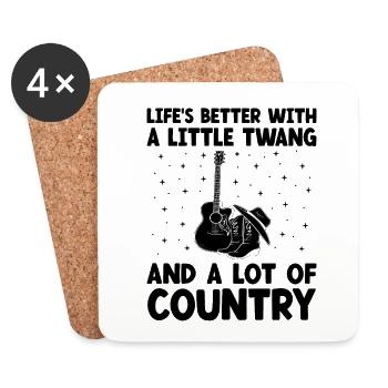 County Music Vintage Music Lover Western Country C - Coasters (set of 4) - white - Front