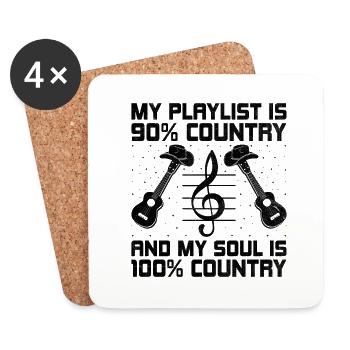 County Music Vintage Music Lover Western Country C - Coasters (set of 4) - white - Front
