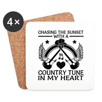 County Music Vintage Music Lover Western Country C - Coasters (set of 4) - white - Front