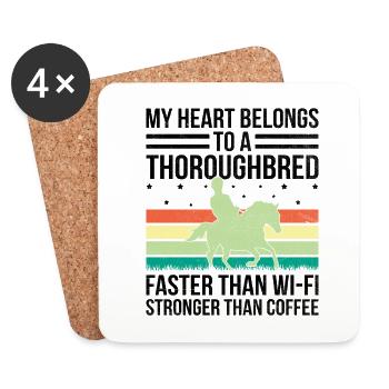 Thoroughbred Horse Racing Riding Equestian Horses - Coasters (set of 4) - white - Front