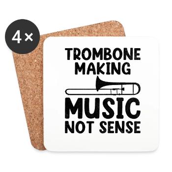 Trombonist Trombone Player Marching Band Trombone - Coasters (set of 4) - white - Front