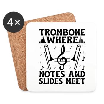 Trombonist Trombone Player Marching Band Trombone - Coasters (set of 4) - white - Front