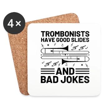 Trombonist Trombone Player Marching Band Trombone - Coasters (set of 4) - white - Front