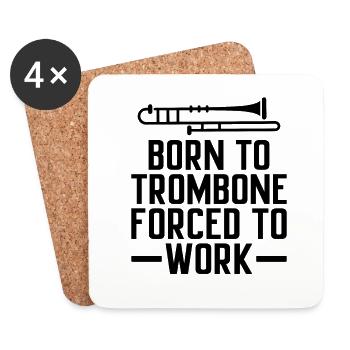 Trombonist Trombone Player Marching Band Trombone - Coasters (set of 4) - white - Front