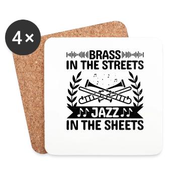 Trombonist Trombone Player Marching Band Trombone - Coasters (set of 4) - white - Front