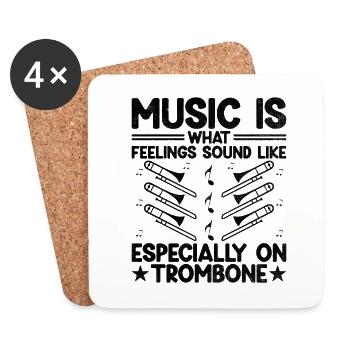 Trombonist Trombone Player Marching Band Trombone - Coasters (set of 4) - white - Front