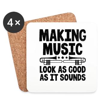 Trombonist Trombone Player Marching Band Trombone - Coasters (set of 4) - white - Front