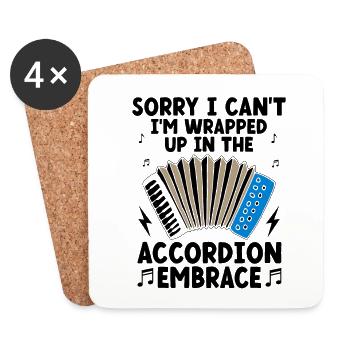 Sorry I Can't I'm Wrapped Up In The Accordion Embr - Coasters (set of 4) - white - Front