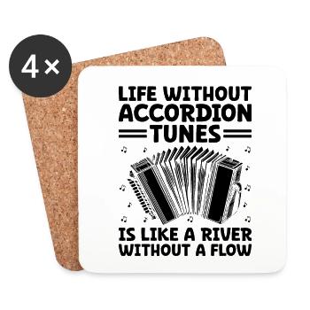 Life Without Accordion Tunes Is Like A River Witho - Coasters (set of 4) - white - Front