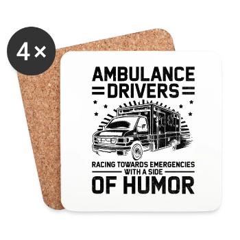 Ambulance Drivers Racing Towards Emergencies EMS D - Coasters (set of 4) - white - Front