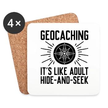 Geocaching Geocache Lustiger Geocacher Geocacher Sayi - Untersetzer (4er-Set) - Weiß - Vorne